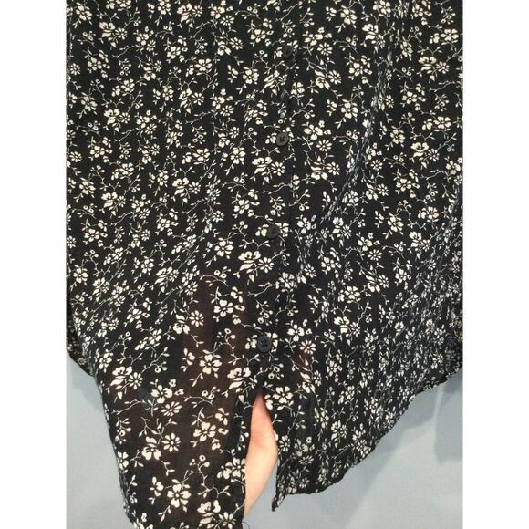 Madewell Peasant Blouse Women Size M Black Ditsy Branch Floral Meadow Shirt Boho - Picture 12 of 13